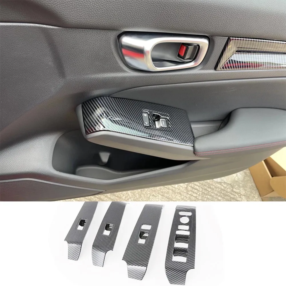 

Lift Cover Door Lift Button Rear L/R With Adhesive Tape Armrest Cover Carbon Fiber