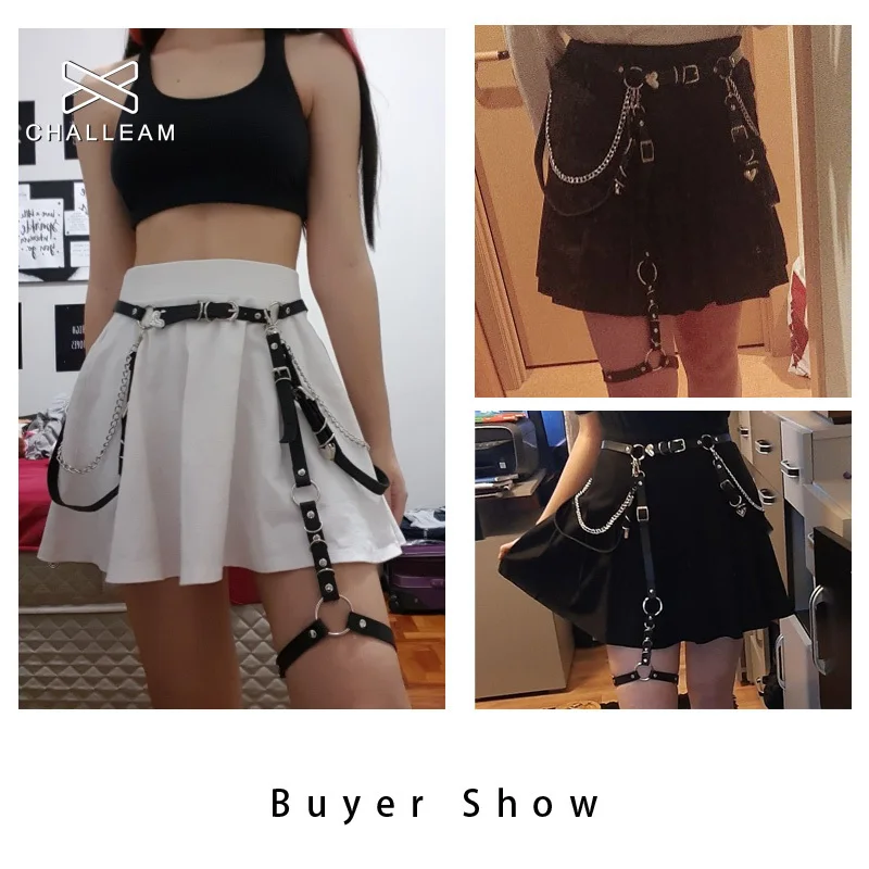 

Women Skirt Belt Female Pu Leather Hiphop Rock Nightclub Sexy Jeans Dress Heart Punk Belt With Metal Waist Chain 383