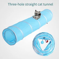 pet cat tunnel toys collapsible straight tunnel with bell ball foldable funny kitten channel game interactive tunnel tubes toy
