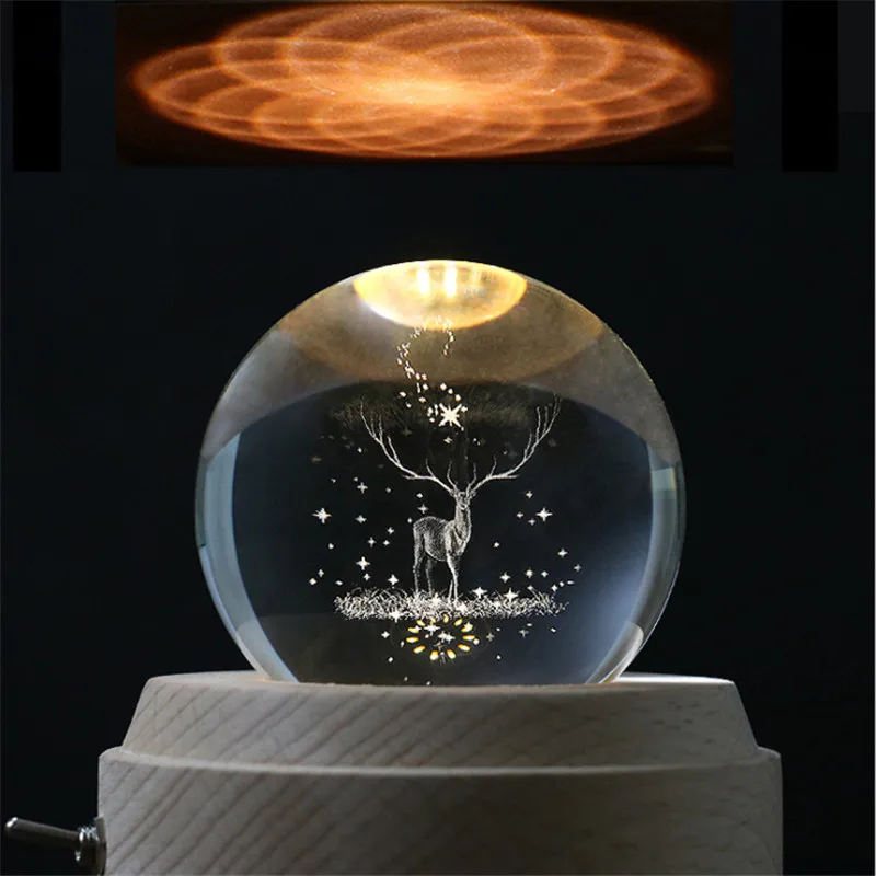 

Christmas Decorations for Home Elk Music Box Wooden Rotating Crystal Ball Christmas Gift for Kids Crystal Ball 2020 Navidad Noel