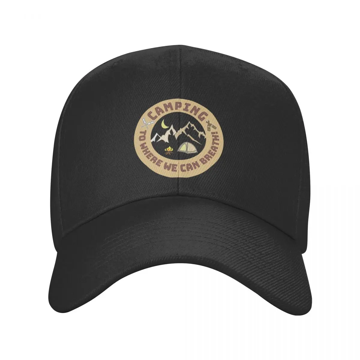 

Let's Go Camping To Where We Can Breath Cap Adult Hip-Hop Camp Hats Sun Racing Cap Adjustable Polyester Baseball Caps Washable