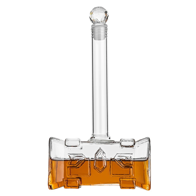 

creative 3D hammer shaped home bar lead-free glass whiskey decanter for Liquor Scotch Bourbon DDC-203