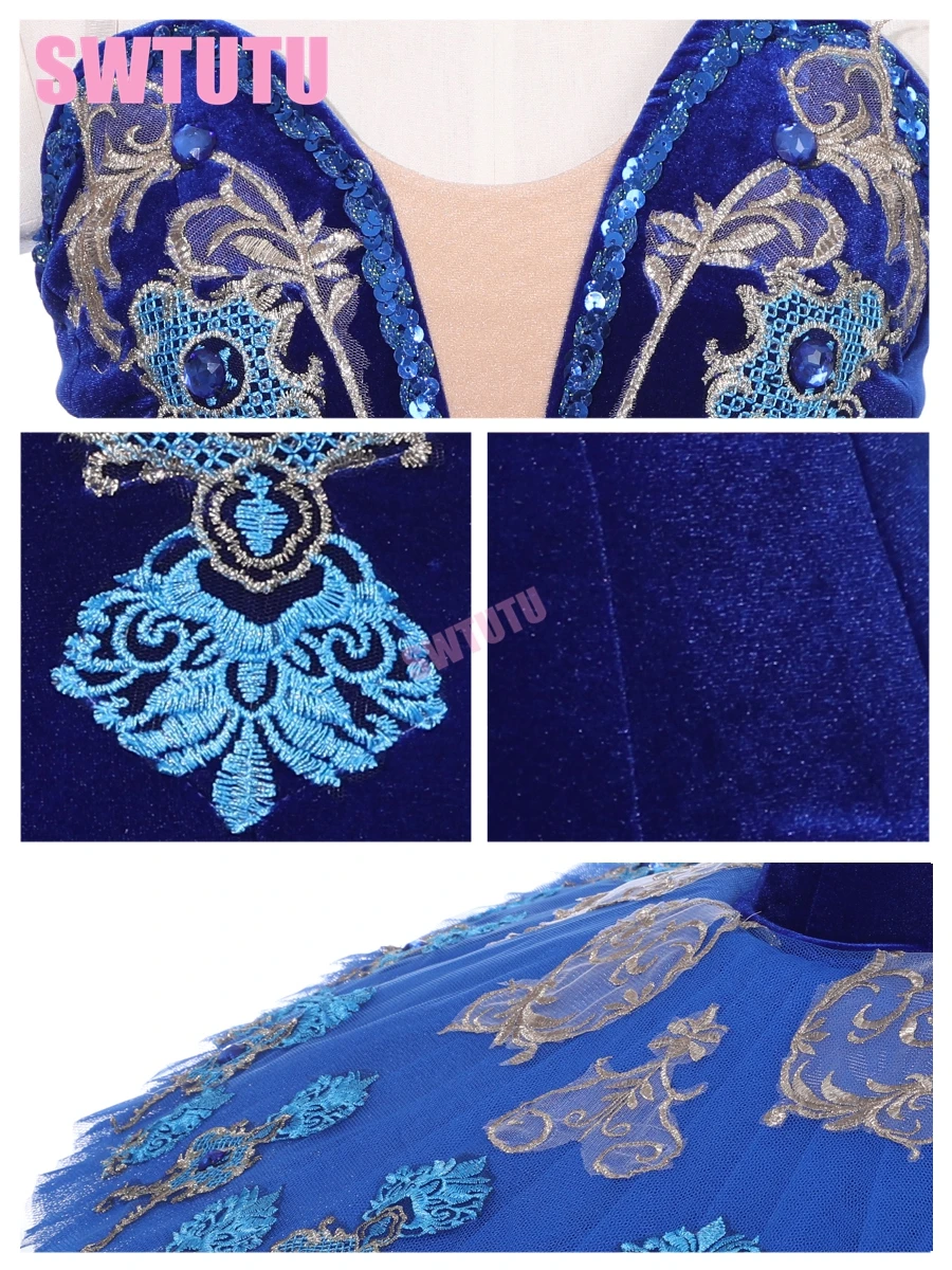 Профессиональный Балетный костюм-пачка Феи голубого цвета с сахарной сливой