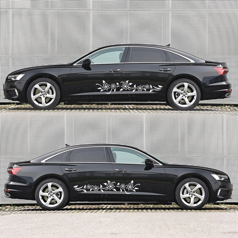 

1 Pair Flower Totem Car Stickers and Decals Waist Line Sticker Auto Doors Vinyl Racing Styling Car Accessories