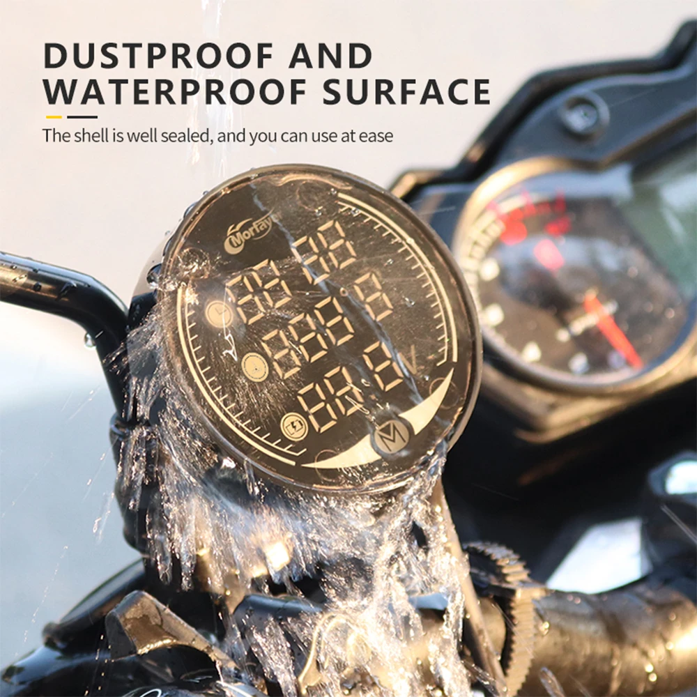 

9-24V LED Night Vision Motorcycle Digital Readout Voltmeter Time Air water Thermometer USB M-key Setting 5-in1 Combination Meter