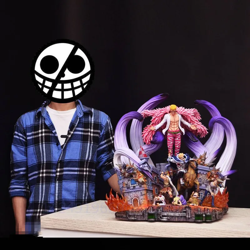 

GK Statue Anime ONE PIECE Donquixote Doflamingo Control Dressrosa Battle Scene Resin Action Figure Collectible Model Toy R589
