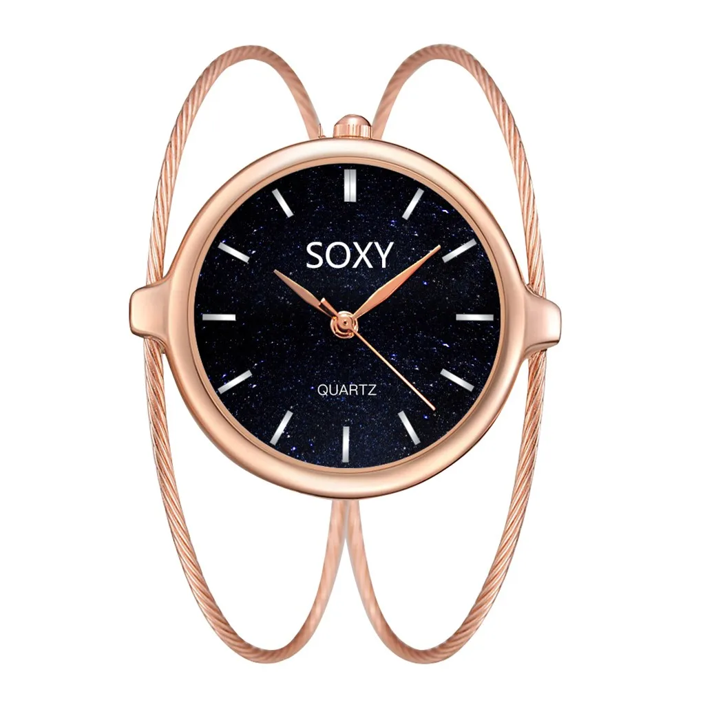 Часы наручные Soxy женские с браслетом из стальной проволоки модные круглые