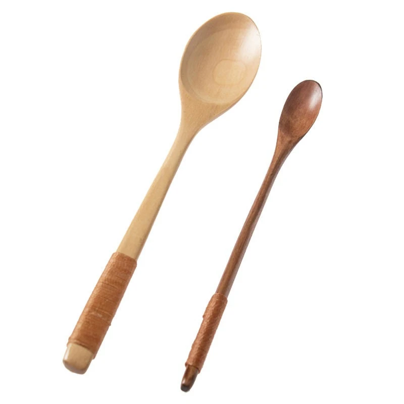 

Wooden Spoon W/ Long Handle Montessori Materials for Blending Working Children Kitchen Utensil for Bake Early Educational Toys