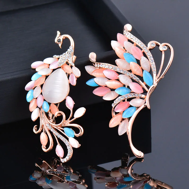 

KIOOZOL Exquisite Charm Colorful OPAL Butterfly Brooch For Women Animal Style Vintage Jewelry Accessories ZD1 XS3