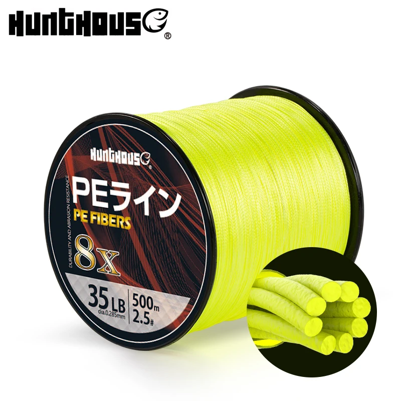 Hunthouse 4 Braided 8 braided Fishing Line 300m 500m 1000m 4 Strands 8 Strands PE braid line 16 25 35 50LB powerful fishing line