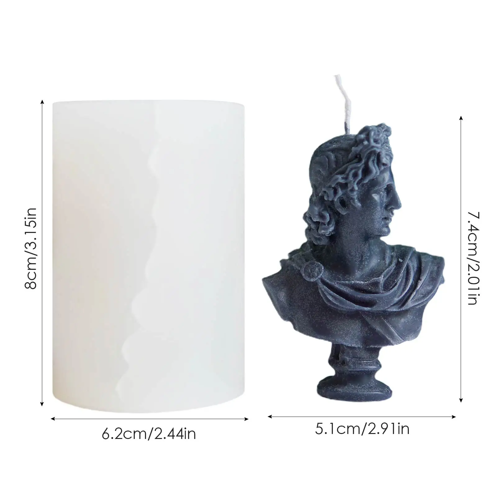 

Apollo Portrait Candle Mold Silicone Mold For DIY Resin Clay Scented Candle Making Moulds Plaster Sculpture Wax Candle Mold