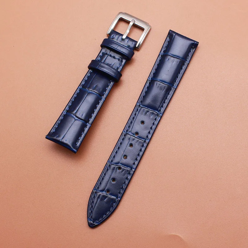 Ремешок из натуральной коровьей кожи с крокодиловым узором синий браслет для