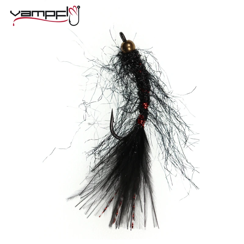 Верх 4 шт. 6 # рыболовные крючки в виде мухи для ловли форели латунная головка из