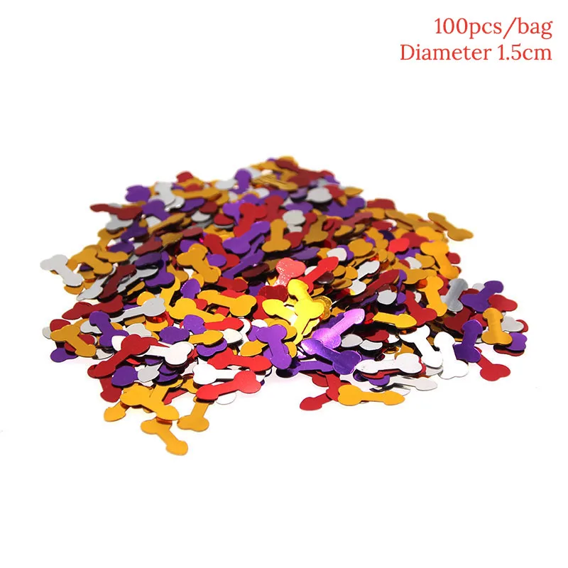 100pcs Confetti Блестящие девичника вечерние любовь сердце губы пенис Бантинг Баннер Свадебные сувениры взрослый член пенис Торт Топперы девичник Вечерние - Цвет: 100pcs Confetti