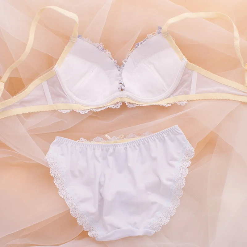 Japanese Cute Sweet Push Up Bras For Women Plus Size Underwear Lingerie Intimates Embroidery Floral Flower Comfort Bra Bralette