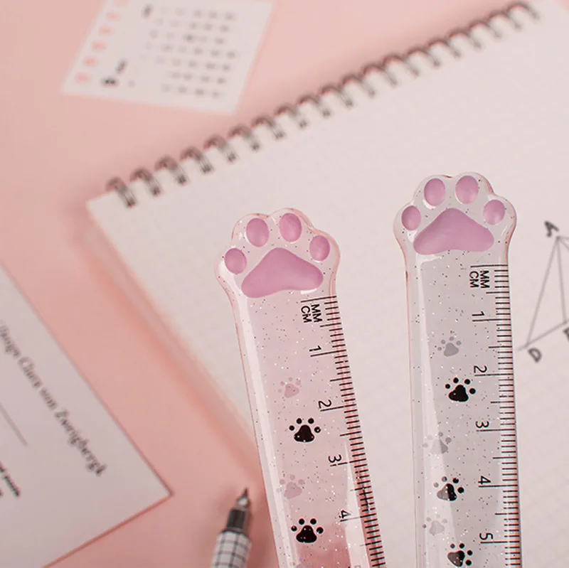 Plastic Straight Rulers 15cm Kawaii Cat Paw Office Supplies Student Prize DIY Drawing Tools Measuring Tool Drawing Supply School
