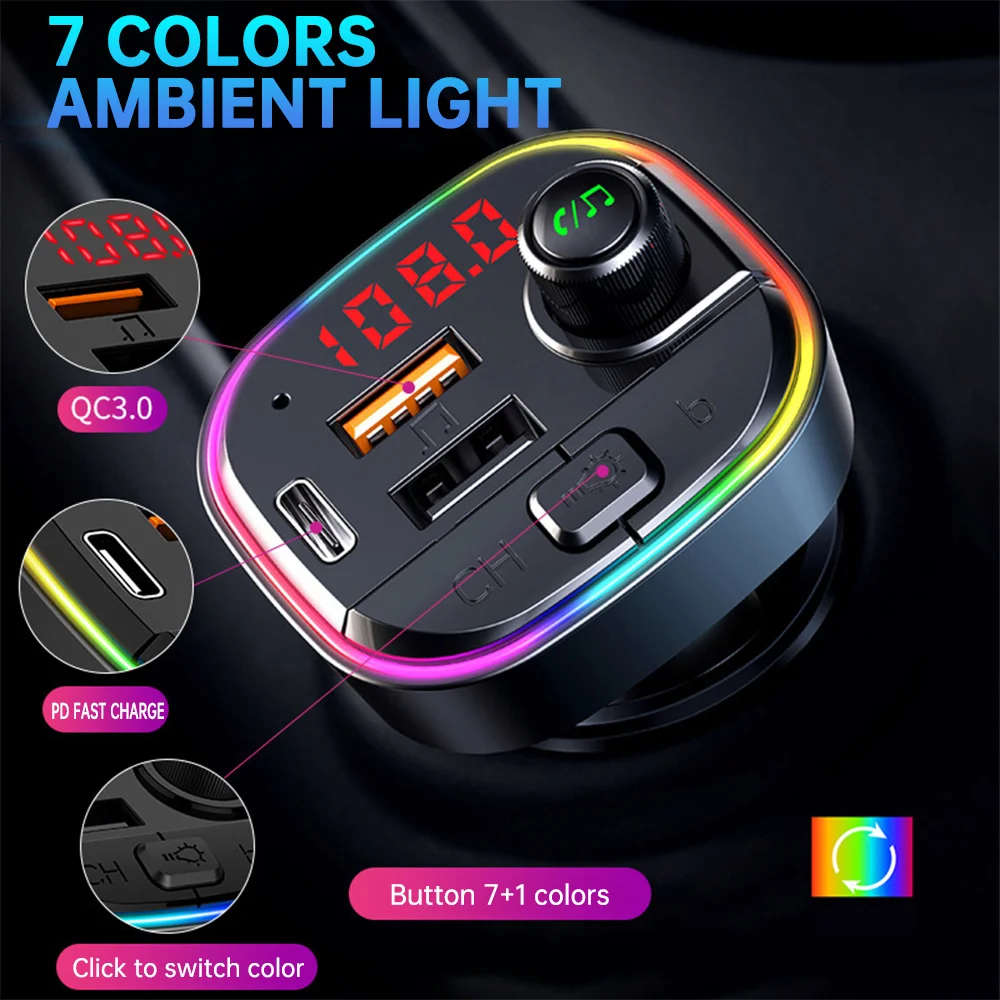 Автомобильный fm передатчик QC3.0 двойной USB Bluetooth автомобильный Радио адаптер MP3 с