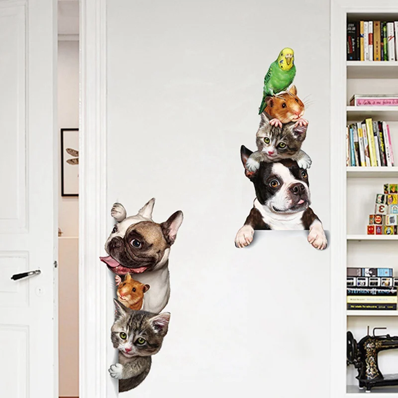 Симпатичные Забавные игрушки попугай кошка французский наклейка с бульдогом