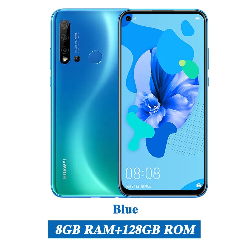 8G 128G Blue huawei Nova 5i, 6 ГБ, 128 ГБ, мобильный телефон Kirin 710, четыре ядра, 6,4 дюймов, Android 9,0, отпечаток пальца, 24 МП, фронтальная камера, GPU, Turbo 3,0 - Цвет: 8G 128G Blue