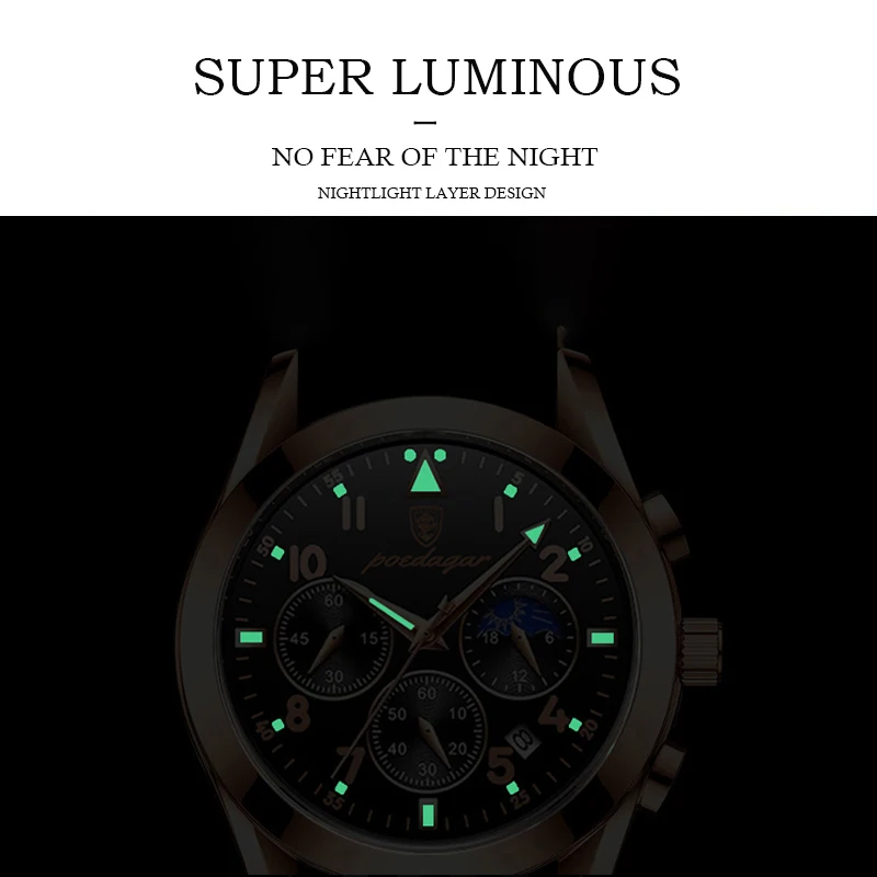 Мужские наручные часы с кожаным ремешком водонепроницаемые | Наручные