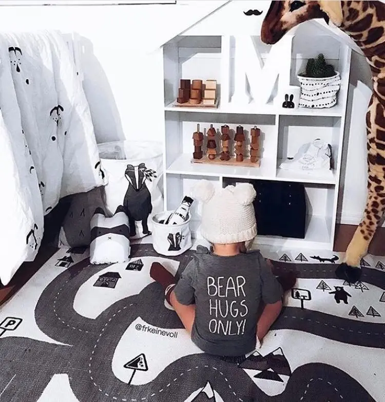 Лесной дорожный детский игровой коврик хлопковые мягкие детские коврики для сна