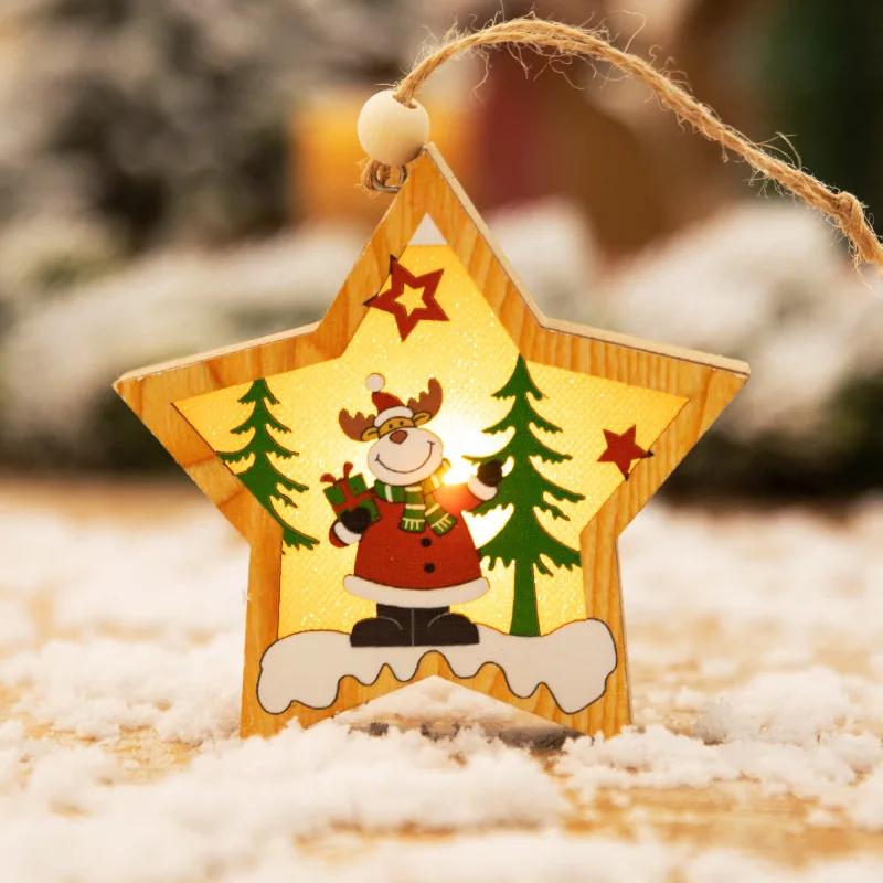 Star Elk Navidad деревянный Рождественский поезд новогодняя игрушка подарок для детей Снеговик Рождественская елка украшения для домашнего праздника - Цвет: Star Elk