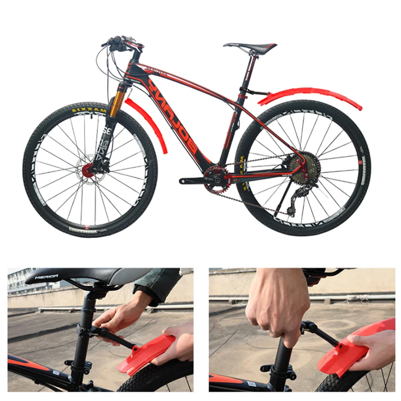 

Bike Mudguard Retractable folding bike fender comes with tail light MTB fender bike front and rear fender Bicycle Accessories