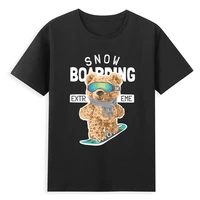 fashion cartoon teddy bear t shirt cool surfing bear pattern top men and women universal cotton o neck bear t shirt