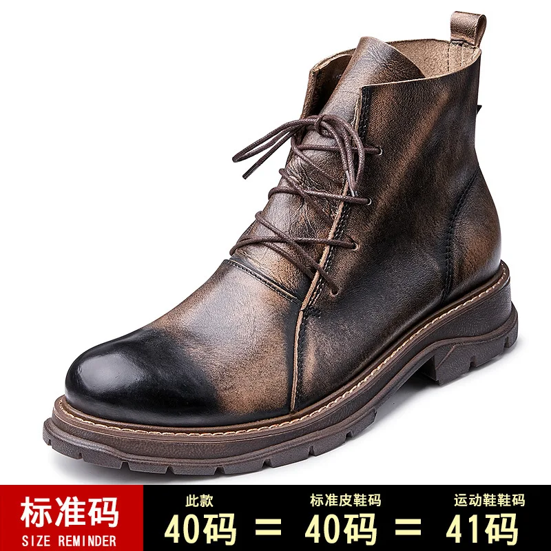 

British boots fashion cowhide Boots men's Men's work wear autumn leather boots versatile men's short boots