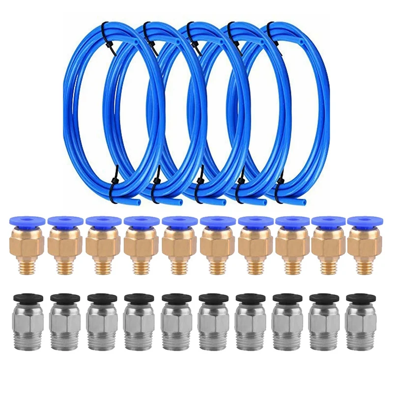 5 шт. тефлоновая трубка политетрафторэтиленовые трубки (1 м) с 10Ocs PC4 M6 фитинги и 10 M10