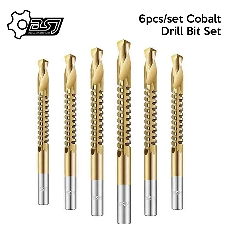 

6pcs Drill Bit Carbide Tip HSS High Drill Bit Saw Set Metal Wood Drilling Hole tools Drill Titanium Coated Woodworking