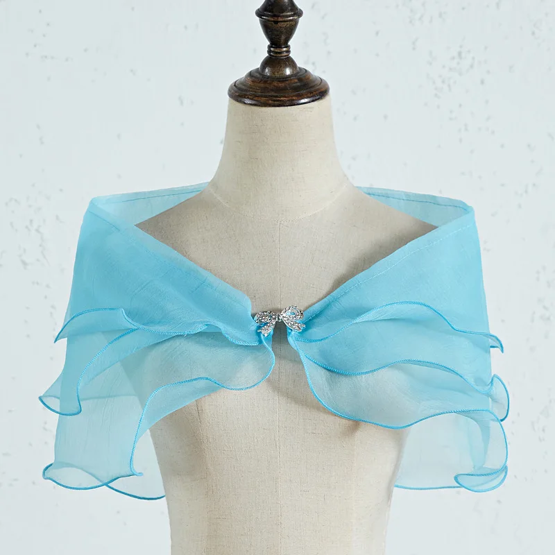 Light Blue Короткое свадебное платье Накидка черная красная накидка белое Болеро кружевная накидка свадебное болеро, свадебные аксессуары Capa De Novia Mariage накидки - Цвет: Light Blue