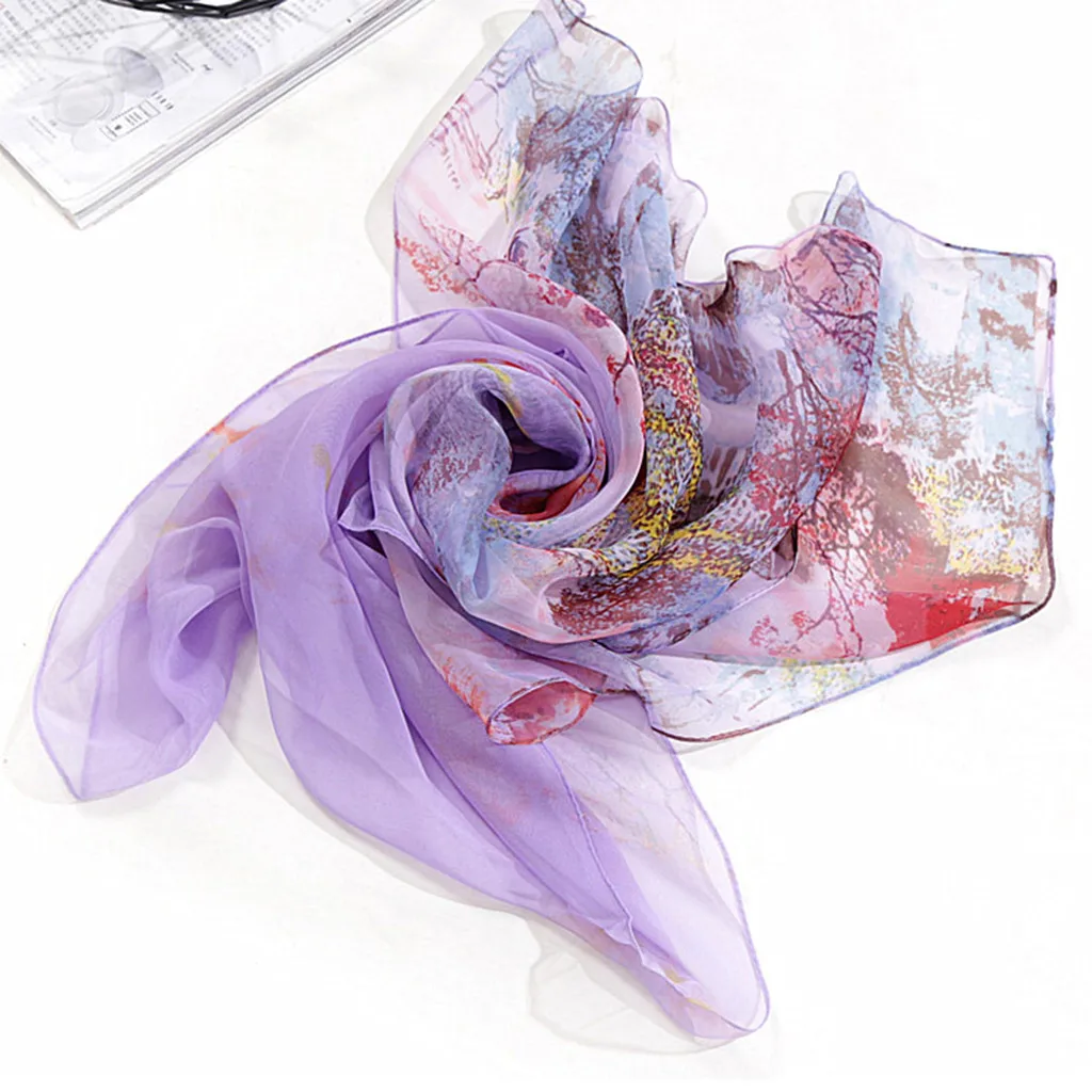 

2019 Spring summer beach Scarves Women Shawl Ladies Elegant Wrap Scarf Soft sunscreen Bandanna chiffon prints pareo W0613