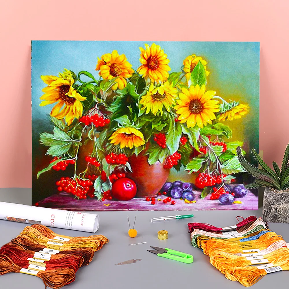 

Вышивка крестиком «Подсолнух» 11CT, Набор для вышивки крестиком «сделай сам», DMC нитки, вязание, хобби, живопись, рукоделие, мультяшная игла