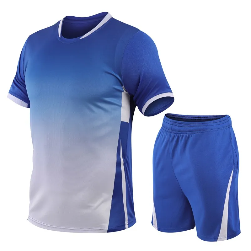 

Footbal Training Sportswear Summer Sports Suit For Men Fitness Clothes T-shirt+shorts 2 Pcs Running Tracksuits Tennis Jersey Set