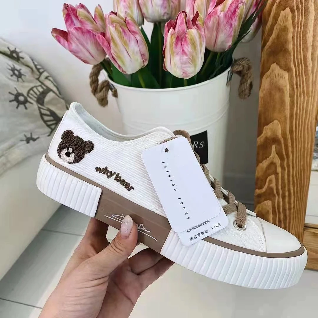 

Women's Sneakers Bear Kawaii Shoes Sports Lolita Casual Flat Cute Spring Running Vulcanized Fashion Athletic Korean Board Shoes