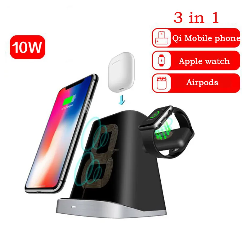 Магнитное зарядное устройство 3 в 1 для Apple Watch IPhone 8 Plus X XR XS 11 AirPods Быстрое