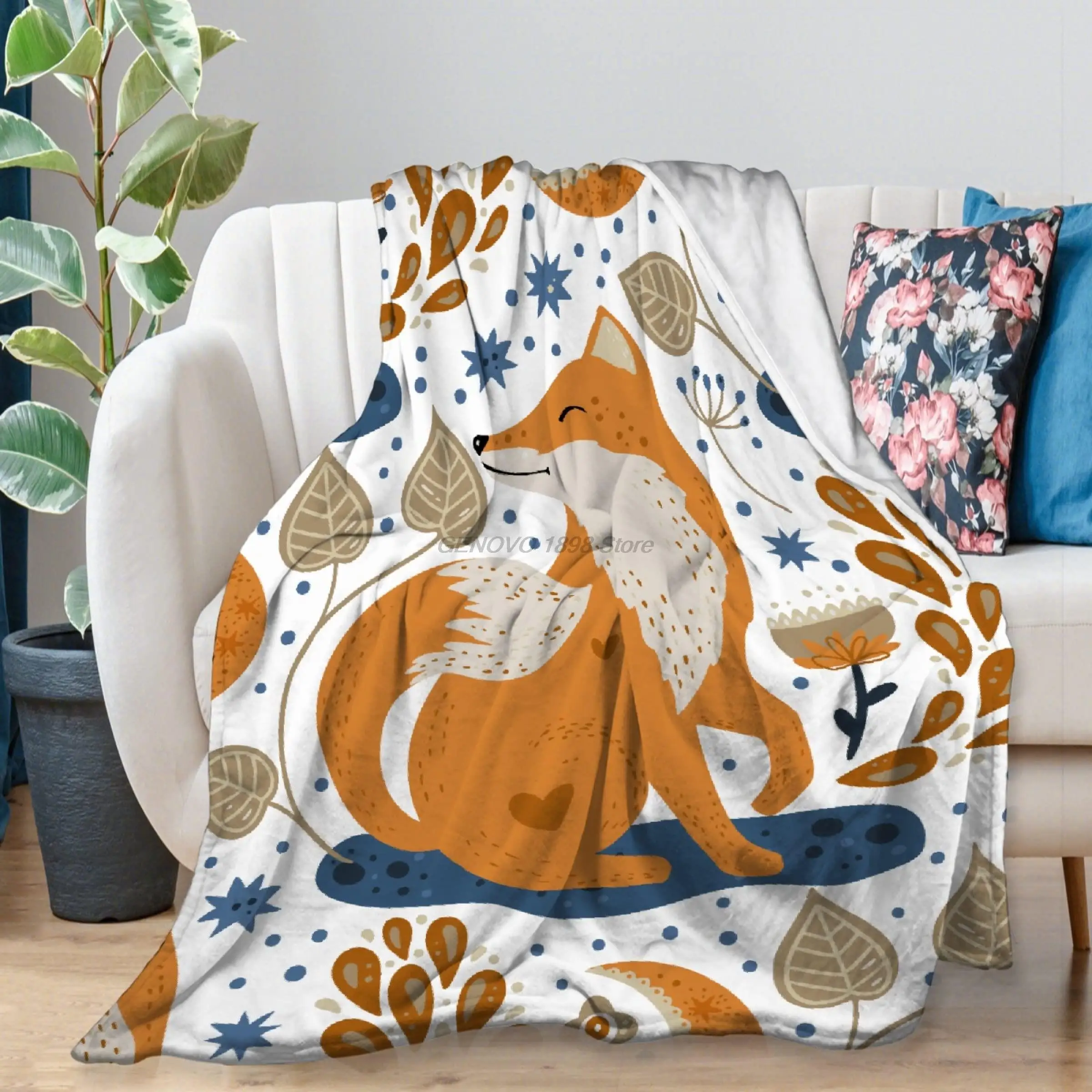 

Yaoola Cute Fox Flannel Blanket, All Season Soft Cozy Plush Bed Throw fit Bedroom Living Room Sofa Couch Bedding Office Cinema F