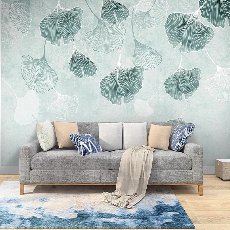 

Custom Photo Wallpaper 3D Ginkgo Leaf Abstract Art Mural Living Room TV Sofa Bedroom Home Decor Papel De Parede Modern Wallpaper