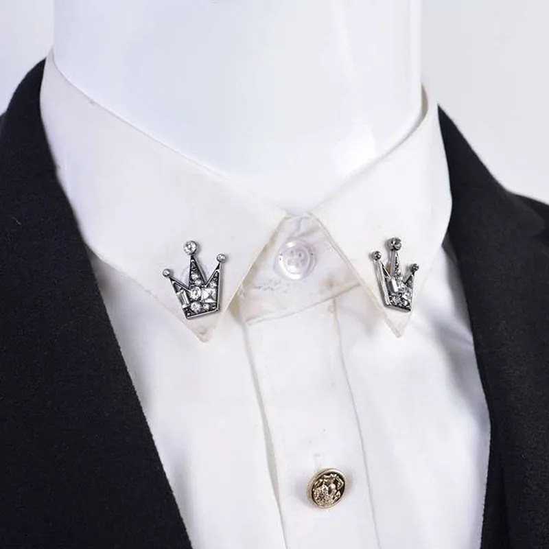 

Crystal belt diamond Mini crown Universal Brooch for men and women Vintage suit shirt coat decorative collar pin medal badge