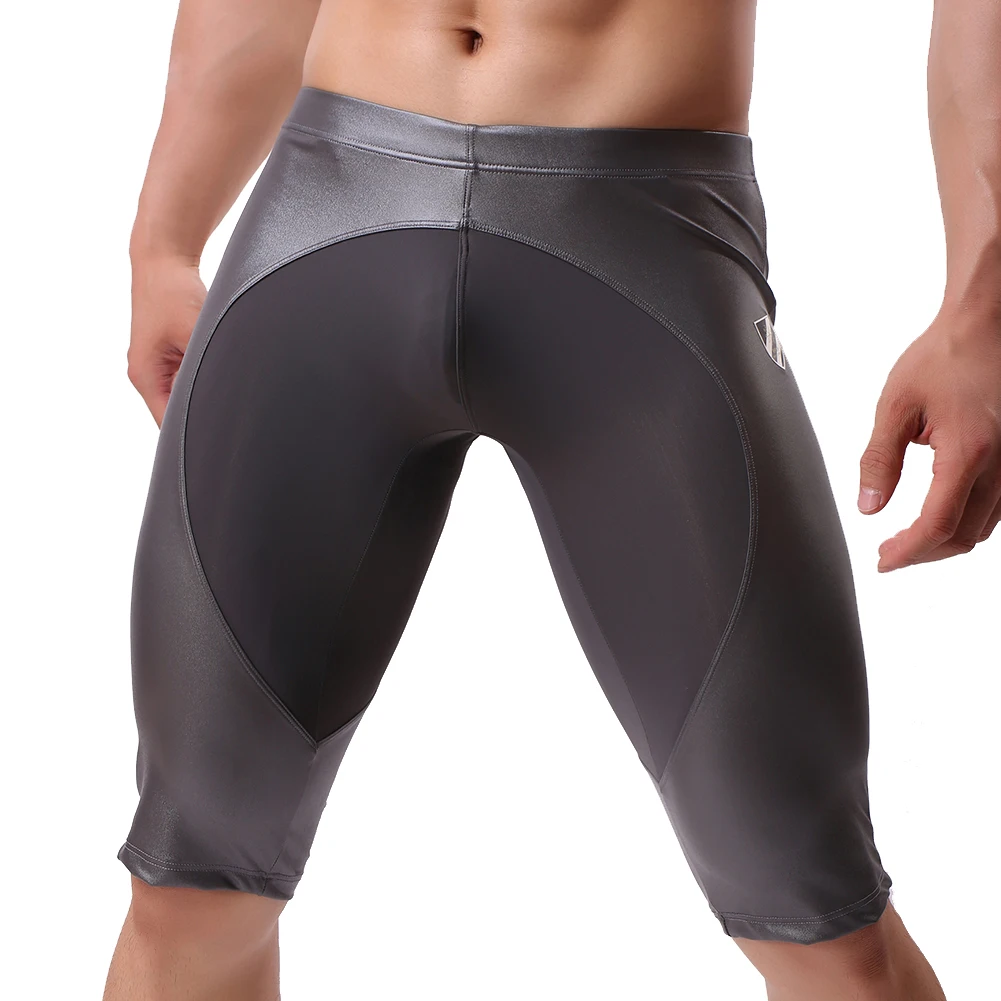 

Mens Faux Leather Shorts Fashion Hot Boxer Short Pants Gymwear Male Board Shorts