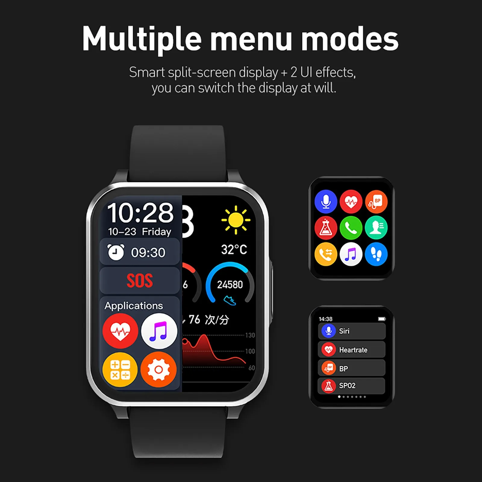 

Умные часы с квадратным экраном для воспроизведения музыки и мониторинга сердечного ритма, Bluetooth, часы для бега и фитнеса, мужские часы