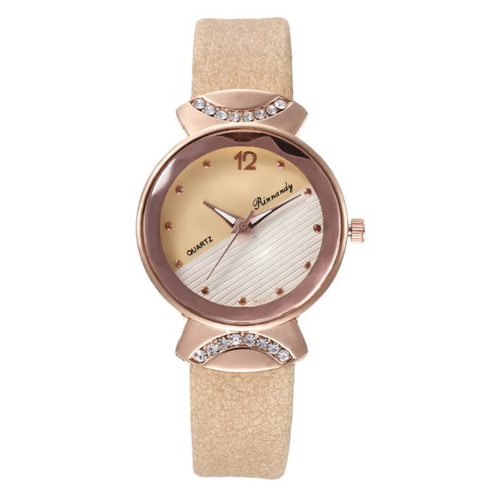 Повседневные модные женские часы из кожи с бриллиантами креативные двухцветные
