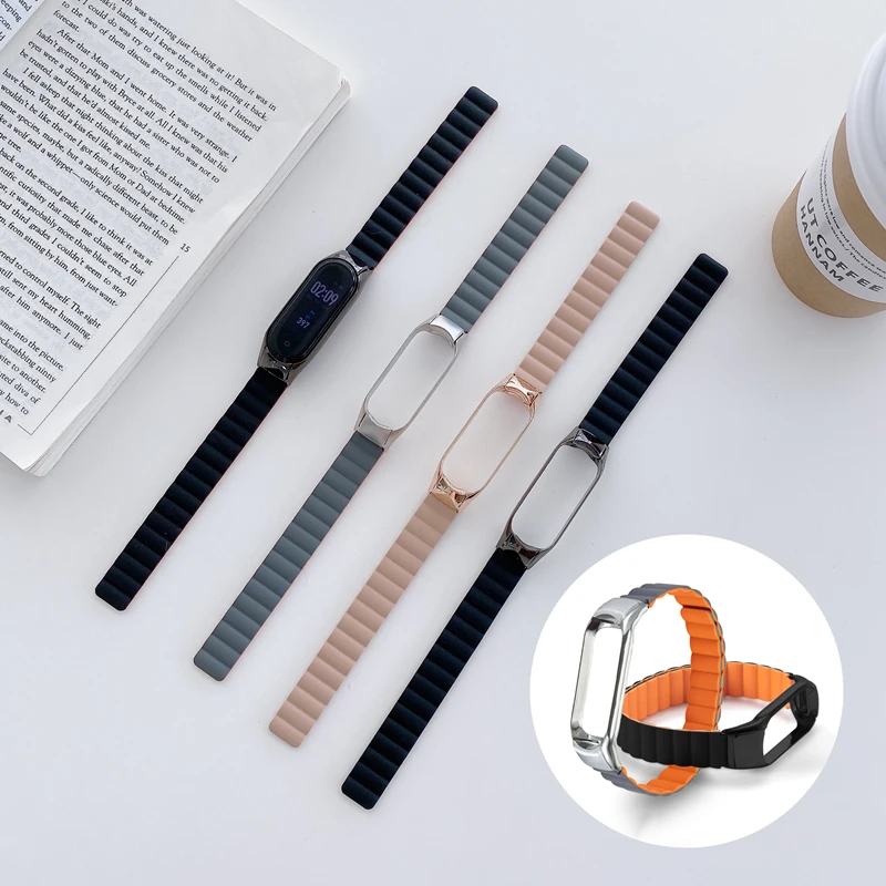 

Ремешок для Mi Band 5 + Корпус из цинкового сплава + Петля-ремешок с магнитной петлей Ремешок Браслет Подарочный браслет для Xiaomi Mi Band 5 6 Новинка