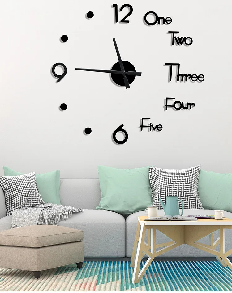 

Wall pasted clock DIY simple clock mute household living room study bedroom wall clock high quality mirror acrylic