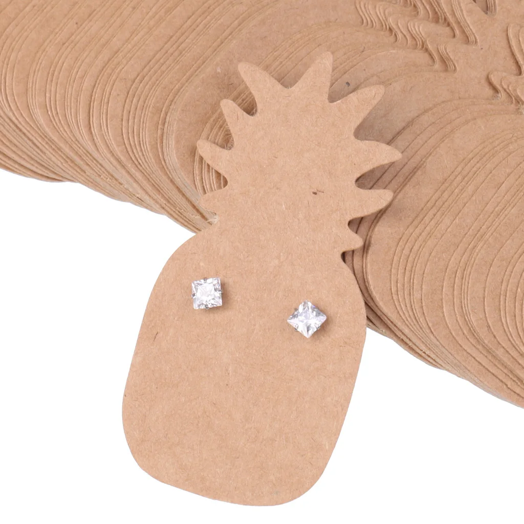 100 штук ретро крафт бумаги Бумага ананас Форма серьги бирки для демонстрации