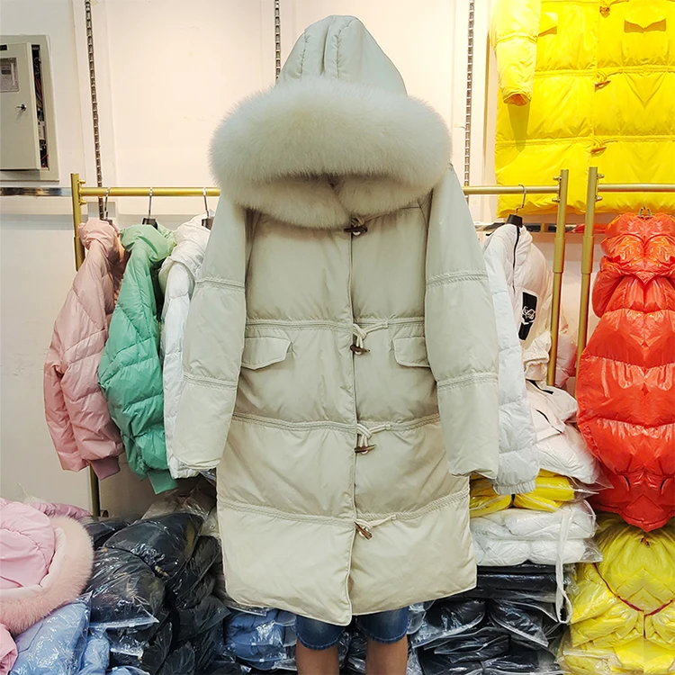 Высококачественное Женское пальто на утином пуху 2021 с капюшоном из лисьего меха