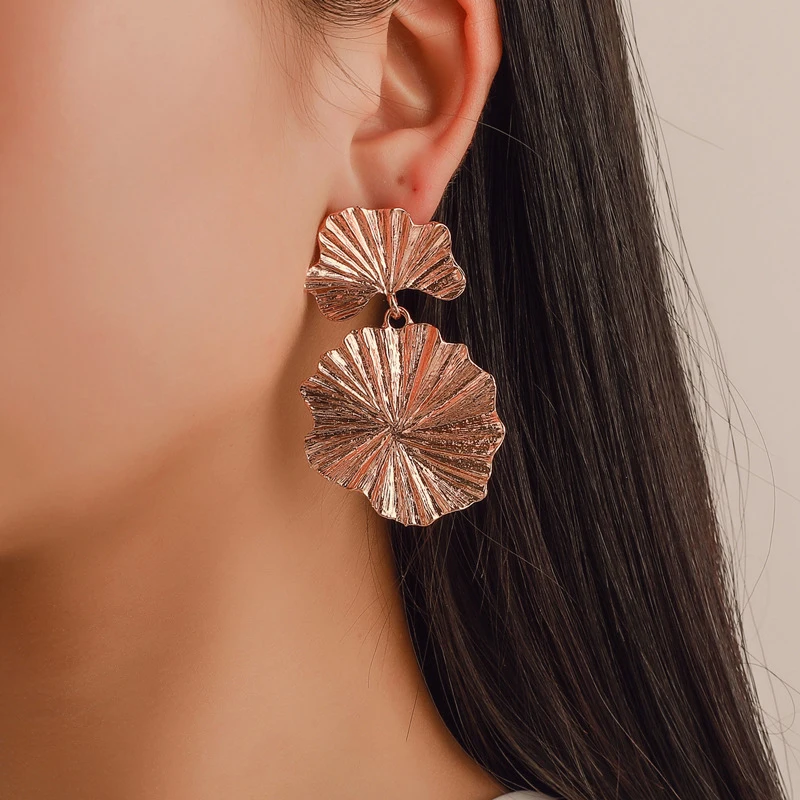 

SUMENG 2022 новые большие металлические листья винтажные роскошные цветочные серьги в стиле стимпанк для женщин золотые геометрические украшен...