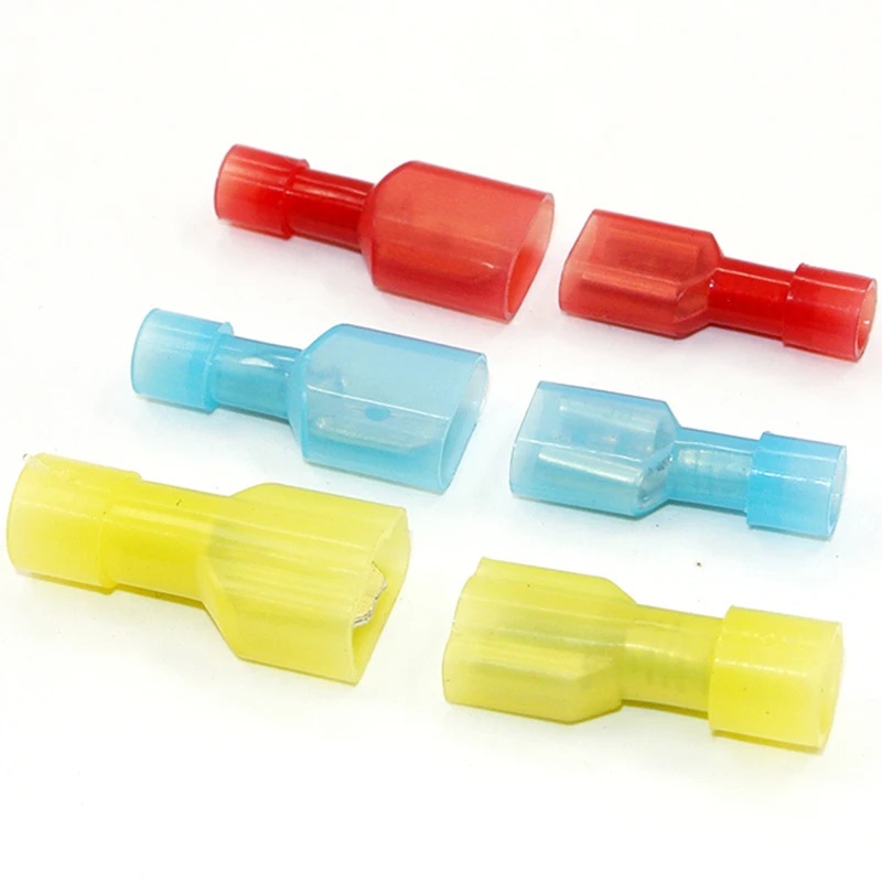 

50Pcs Terminals Crimp Wire Cable Connectors Nylon Fully Insulated Spade Female Electrical Crimp Terminators Kit