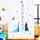 Милые наклейки на стену с изображением Эльзы, Анны, принцессы, украшение для дома, наклейки на стену для девочек, роспись с изображением замерзших цветов, схема роста для детей